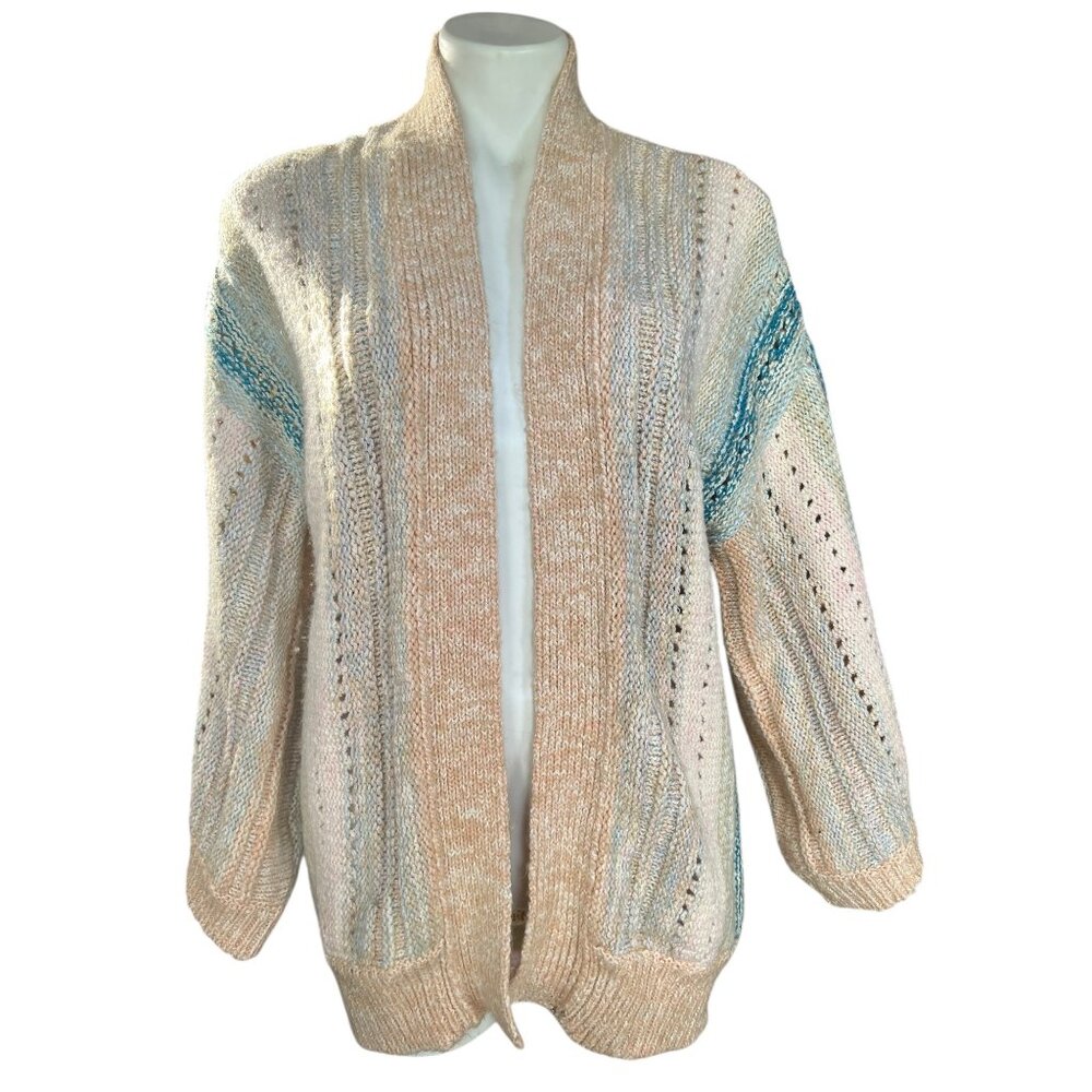Anthropologie Womens OS Elena Open Front Striped Cardigan Sweater Pastel Colors - Picture 1 of 5